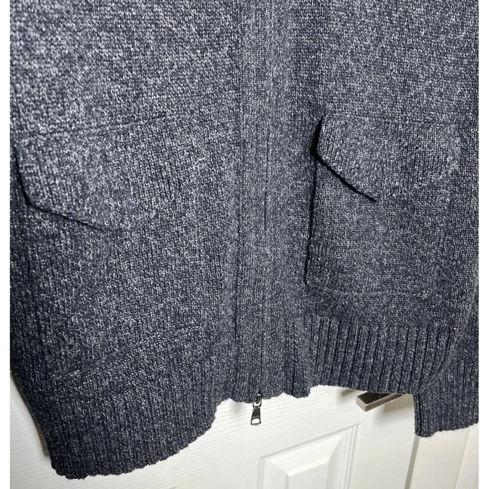 Banana Republic Dark Gray Lambswool Full‎ Zip Buckle Turtleneck Sweater Mens L